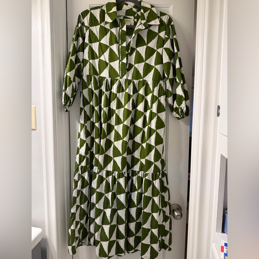 Anthropologie Maeve Bettina Olive Geometric Dress
